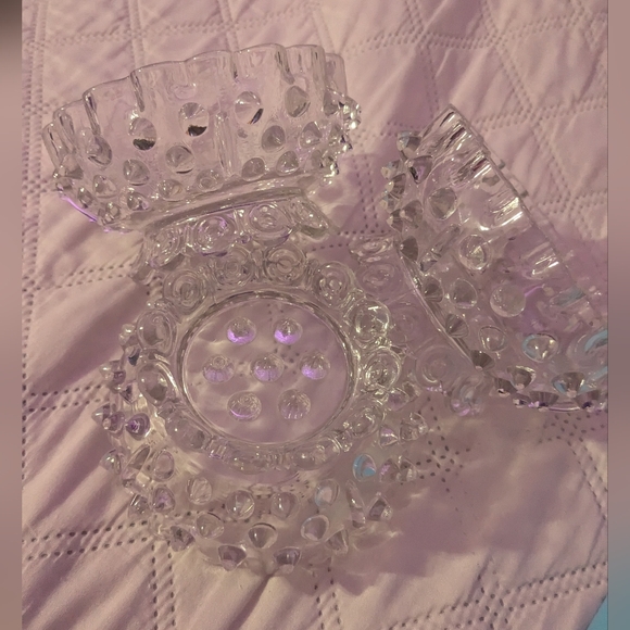 Vintage American Canton Glass Early American Pressed Glass Dewdrop Hobnail bowls - Picture 2 of 14